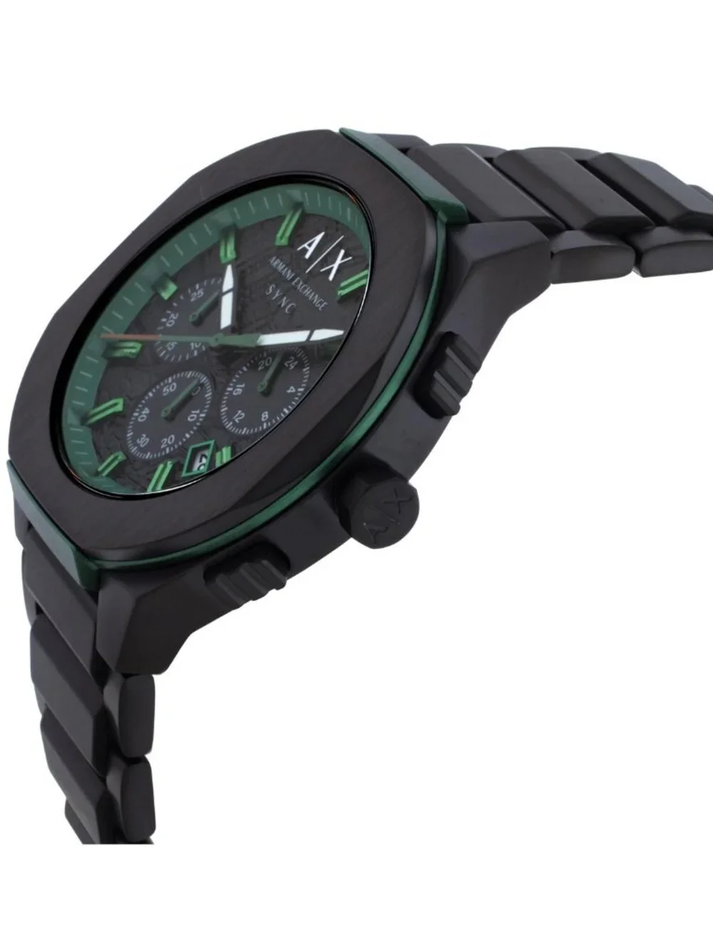 NWT Armani Exchange Sync Chronograph Quartz Black Dial Men's Watch